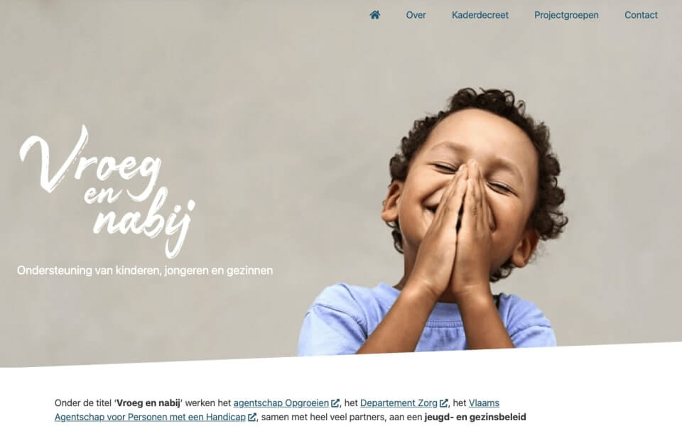 Een screenshot van de vroeg en nabij website.
